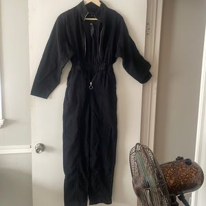 Topshop black denim jumper with zip front